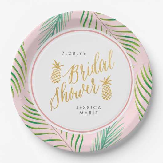 Personalisierte Teller aus tropischem Brautparty (Vorderseite)