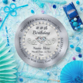 Personalisierte Teller, Karo und Perlen zum Geburt Pappteller (Party)