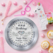 Personalisierte Teller, Karo und Perlen zum Geburt Pappteller (Party)