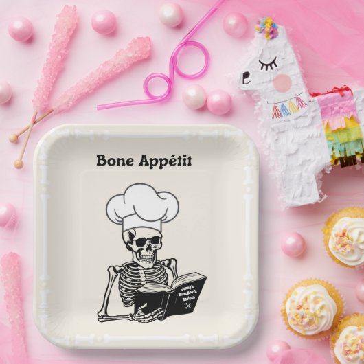Personalisierte Teller, Koch Bone Appétit Skeleton Pappteller (Party)