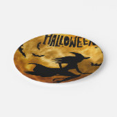 Personalisierte Teller von Halloween-Hexenpapier (Schrägansicht)