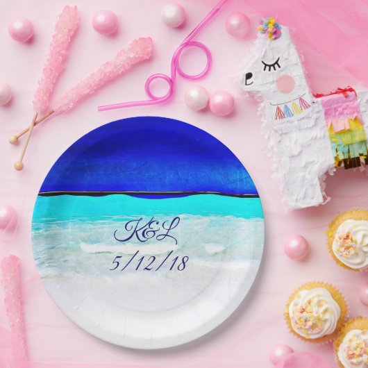 Personalisierte Teller von Wedding Blue Ocean Sand (Party)
