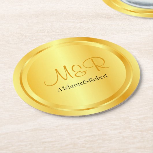 Personalisierte Template Imitats Gold Moderne Runder Pappuntersetzer (Angewinkelt)