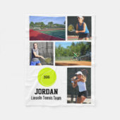 Personalisierte Tennis 5 Foto Collage Name Jahr Fleecedecke (Vorderseite)