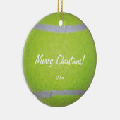 Personalisierte Tennis-Ball-Weihnachtsverzierungen Keramikornament (Rechts)