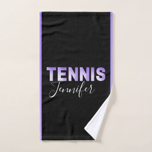 Personalisierte Tennis Girls Name Lila Ombre Text Handtuch (Handtuch)