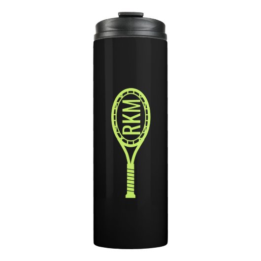 Personalisierte Tennis-Racket-Monogramm-Initialen Thermosbecher (Vorderseite)