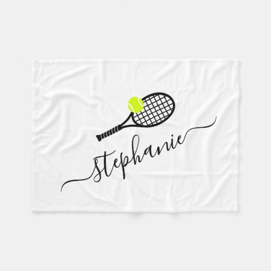 Personalisierte Tennis-Skriptname Lap Picnic Fleecedecke (Vorderseite (Horizontal))