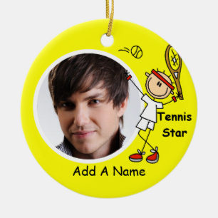 Personalisierte Tennis-Stern-Andenken-Verzierung Keramik Ornament