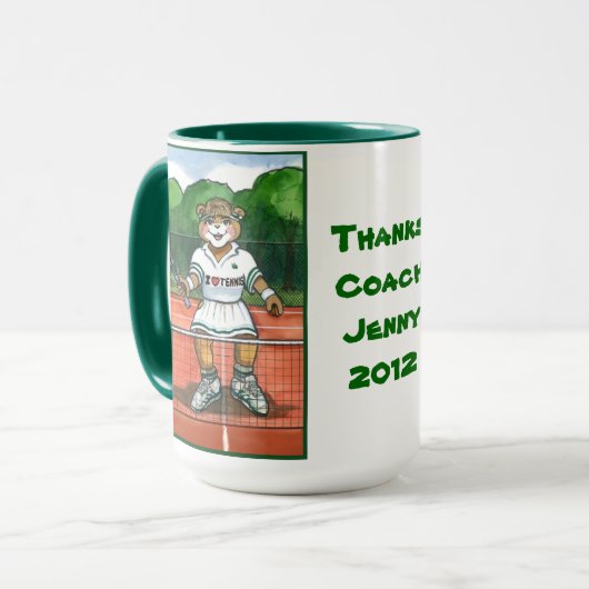 Personalisierte Tennis-Tasse für Trainer oder Tasse (Vorderseite Links)