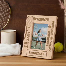 Personalisierte Tennisausdrücke Schläger Ball Geätzte Rahmen