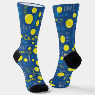 Personalisierte Tennisbälle typoblau Socken