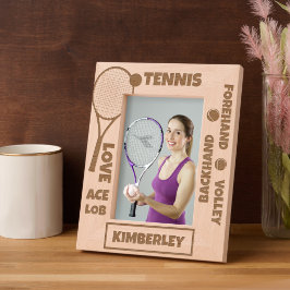 Personalisierte Tennisbegriffe Schläger Ball Geätzte Rahmen