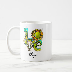 Personalisierte Tennisliebe   Frohen Tennis Tag Kaffeetasse