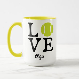 Personalisierte Tennisliebe Frohen Tennis Tag Tasse