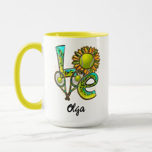 Personalisierte Tennisliebe   Frohen Tennis Tag Tasse