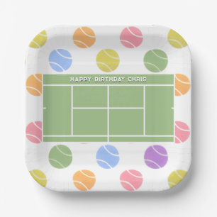 Personalisierte Tennisparty-Geburtstagsfeier Pappteller