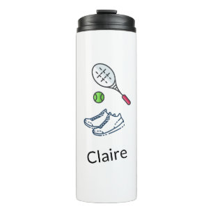 Personalisierte Tennisschuhe Racket & Green Ball N Thermosbecher