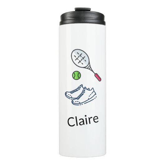 Personalisierte Tennisschuhe Racket & Green Ball N Thermosbecher (Vorderseite)