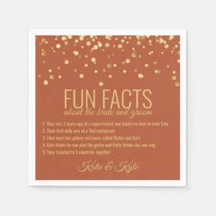 Personalisierte TERRACOTTA Gold Konfetti FUN FACTS Serviette