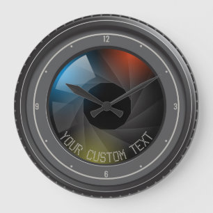 Personalisierte TEXT SLR-Kamera Zoom-Fotoleuchten Große Wanduhr