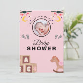 Personalisierte Text- und Foto-Babydusche Einladung (Stehend Vorderseite)
