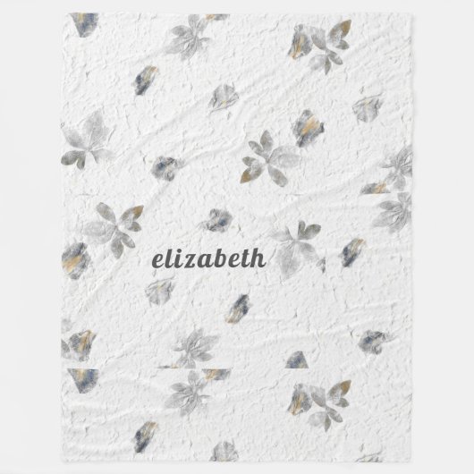 Personalisierte Texturweiß mit grauen Blume Fleecedecke (Vorderseite)