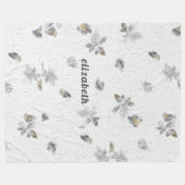 Personalisierte Texturweiß mit grauen Blume Fleecedecke (Vorderseite (Horizontal))
