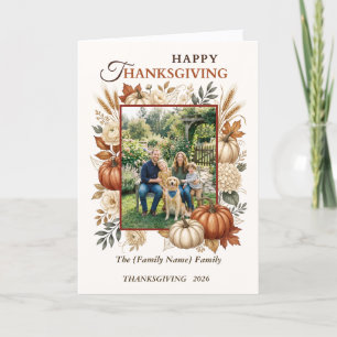 Personalisierte Thanksgiving-Familienfoto-Karte Feiertagskarte