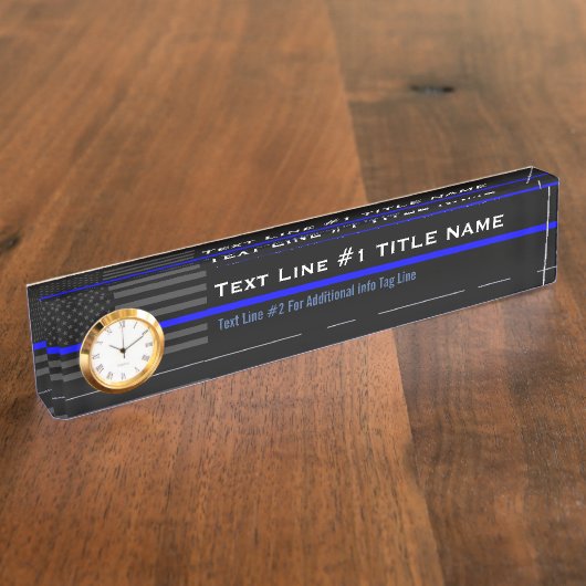 Personalisierte Thin Blue Line American Flag auf Namensplakette (Seite)