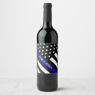 Personalisierte Thin Blue Line-Feier Weinetikett