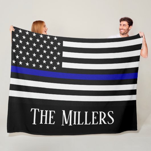 Personalisierte Thin Blue Line-Flagge Fleecedecke (Beispiel)