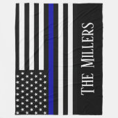 Personalisierte Thin Blue Line-Flagge Fleecedecke (Vorderseite)