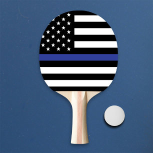 Personalisierte Thin-Blue-Line-Flagge Tischtennis Schläger