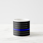 Personalisierte Thin Blue Line Graue US-Flag-Gesch Espressotasse (Vorderseite)
