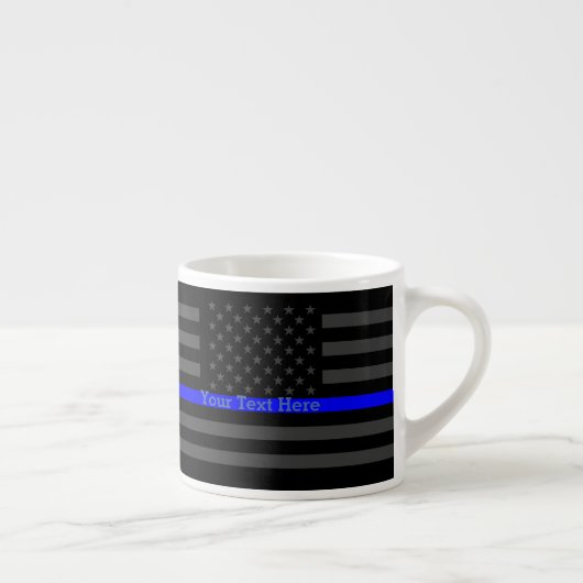 Personalisierte Thin Blue Line Graue US-Flag-Gesch Espressotasse (Rechts)