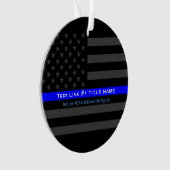 Personalisierte Thin Blue Line Graue US-Flagge auf Ornament (Vorderseite)