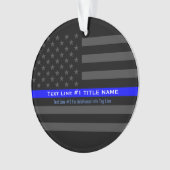 Personalisierte Thin Blue Line Graue US-Flagge auf Ornament (Vorderseite)