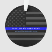 Personalisierte Thin Blue Line Graue US-Flagge auf Ornament (Vorderseite)
