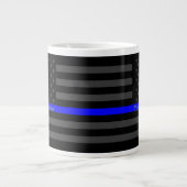 Personalisierte Thin Blue Line Graue US-Flagge Des Jumbo-Tasse (Vorderseite)