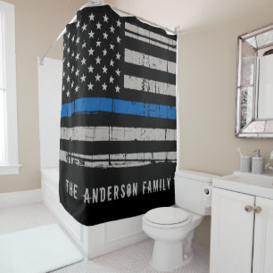 Personalisierte Thin-Blue-Line-Polizei Duschvorhang