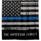 Personalisierte Thin-Blue-Line-Polizei Duschvorhang (Vorderseite)