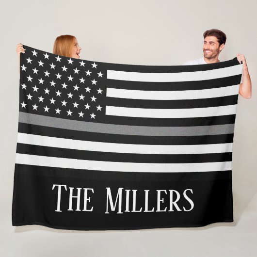 Personalisierte Thin-Graulinie-Flagge Fleecedecke (Beispiel)