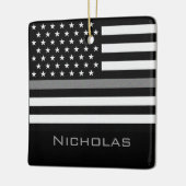 Personalisierte Thin-Graulinie-Flagge Keramikornament (Links)