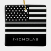 Personalisierte Thin-Graulinie-Flagge Keramikornament (Vorderseite)