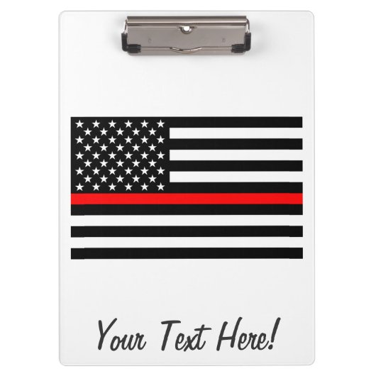 Personalisierte "Thin Red Line"-amerikanische Flag Klemmbrett (Vorderseite)