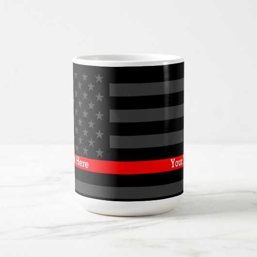 Personalisierte Thin Red Line Graue US-Flag-Anweis Kaffeetasse (Mittel)