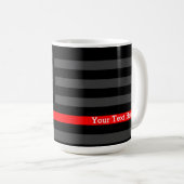 Personalisierte Thin Red Line Graue US-Flag-Anweis Kaffeetasse (VorderseiteRechts)