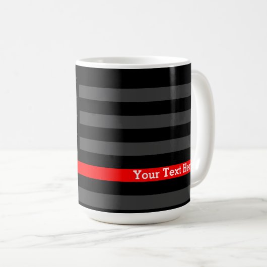 Personalisierte Thin Red Line Graue US-Flag-Anweis Kaffeetasse (VorderseiteRechts)