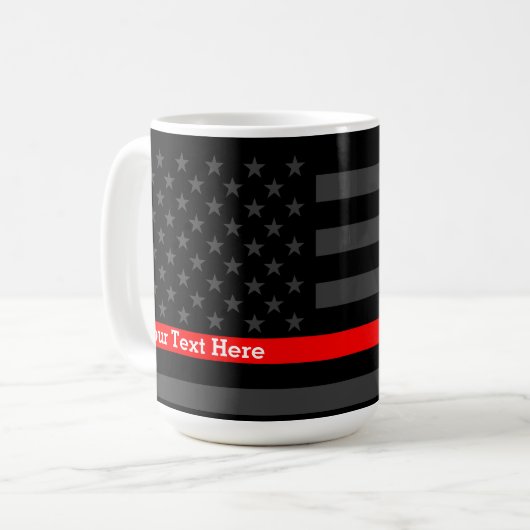 Personalisierte Thin Red Line Graue US-Flag-Anweis Kaffeetasse (Vorderseite Links)
